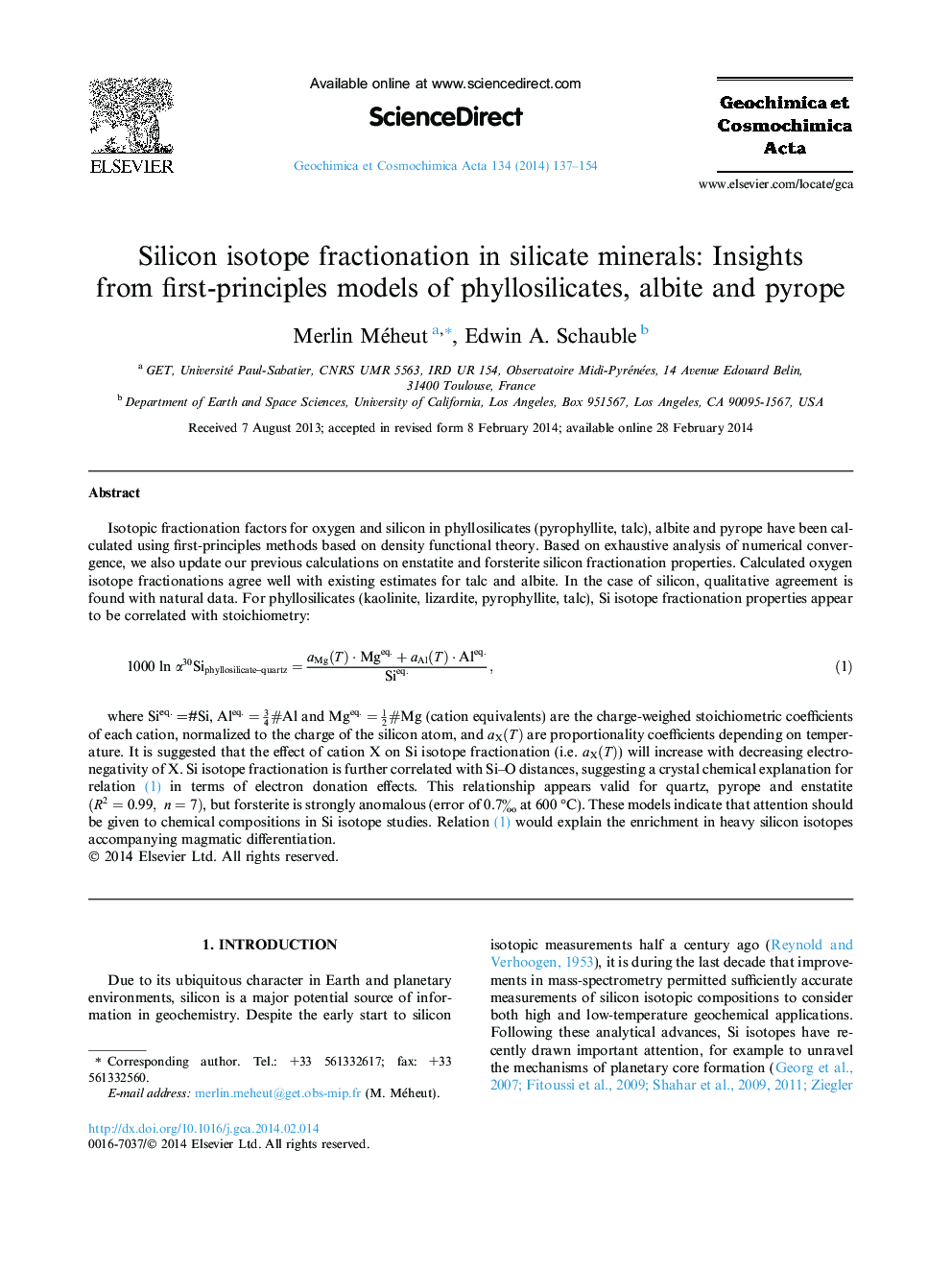 Silicon isotope fractionation in silicate minerals: Insights from first-principles models of phyllosilicates, albite and pyrope