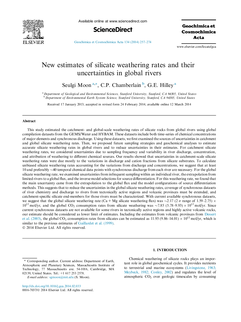 New estimates of silicate weathering rates and their uncertainties in global rivers