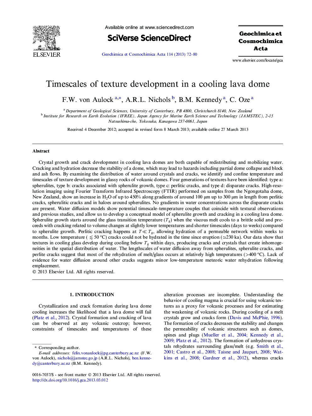 Timescales of texture development in a cooling lava dome