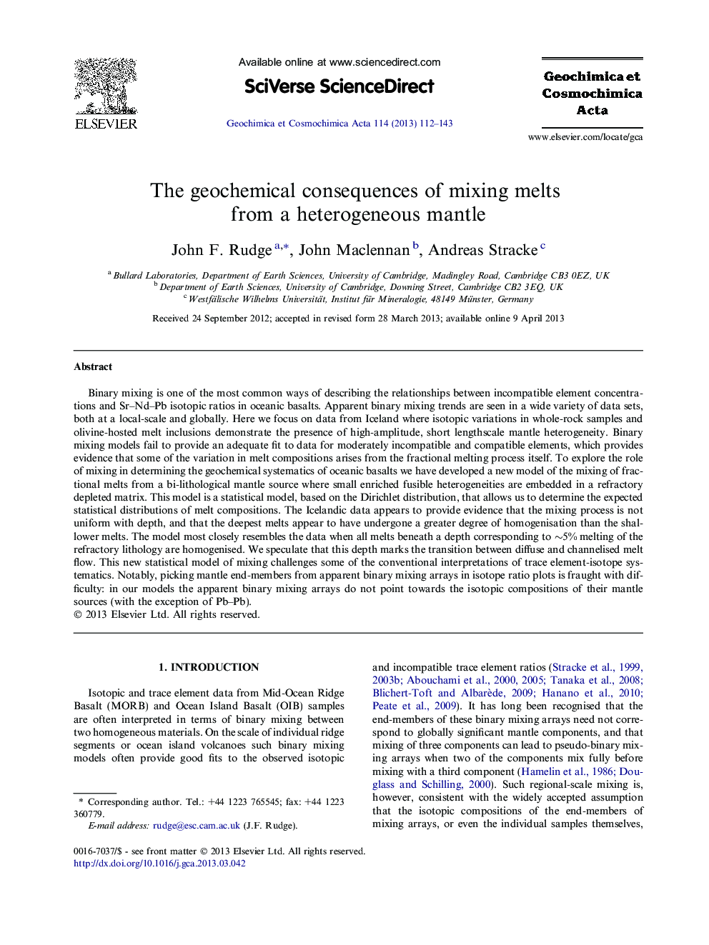 The geochemical consequences of mixing melts from a heterogeneous mantle