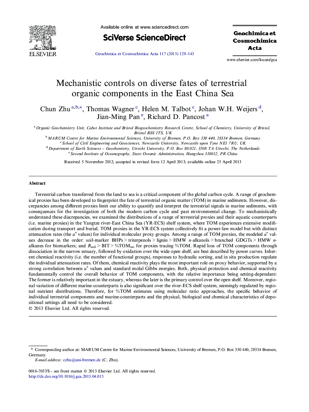 Mechanistic controls on diverse fates of terrestrial organic components in the East China Sea