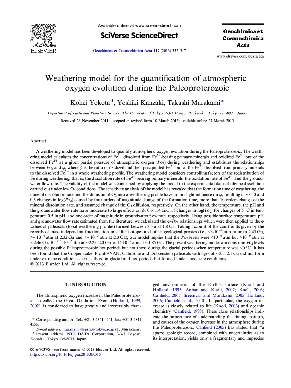Weathering model for the quantification of atmospheric oxygen evolution during the Paleoproterozoic