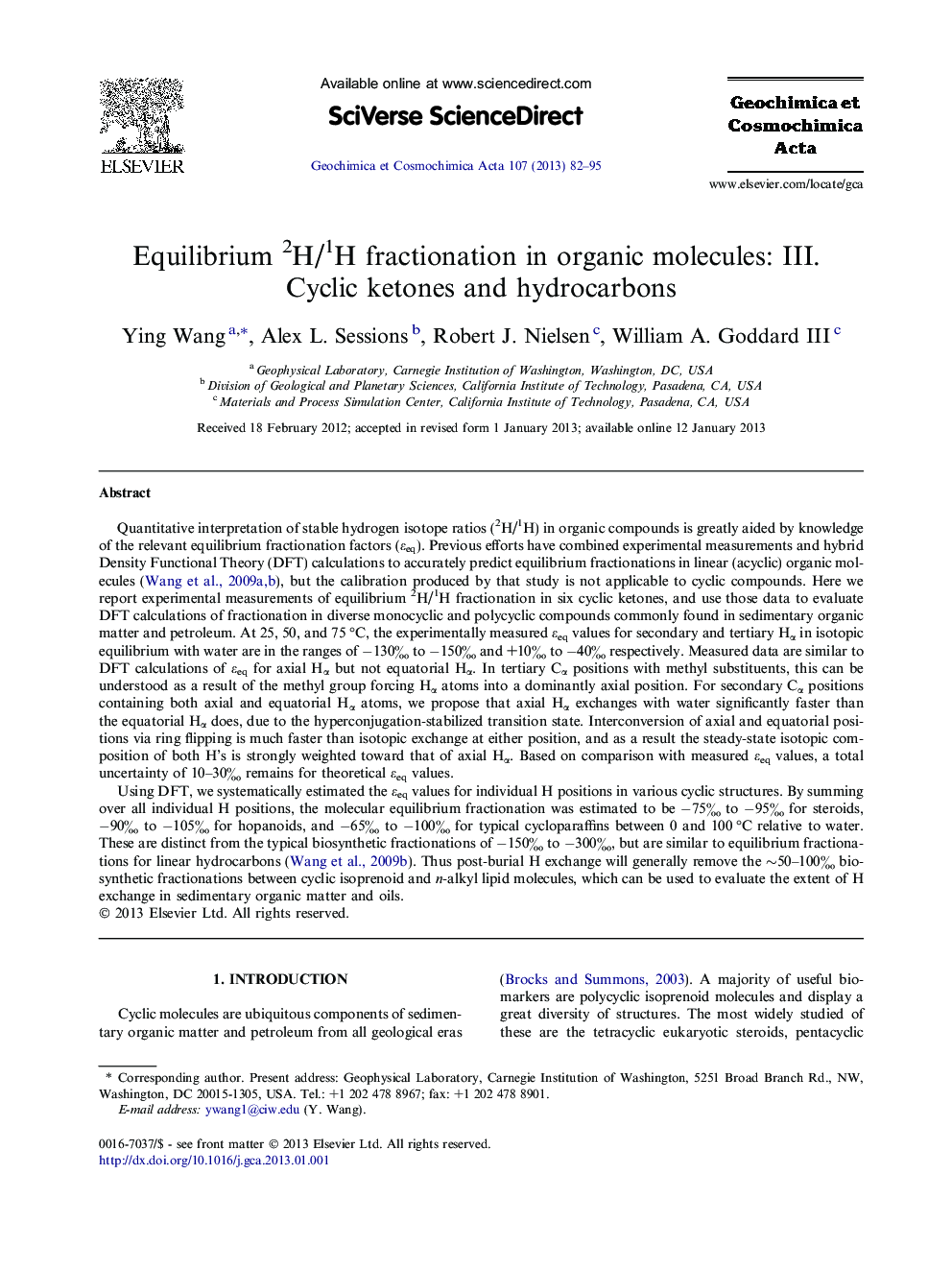 Equilibrium 2H/1H fractionation in organic molecules: III. Cyclic ketones and hydrocarbons