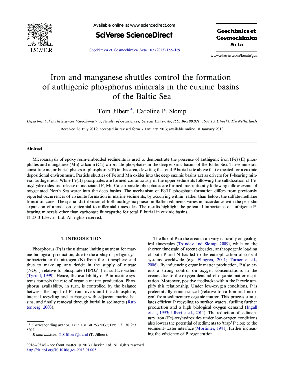 Iron and manganese shuttles control the formation of authigenic phosphorus minerals in the euxinic basins of the Baltic Sea