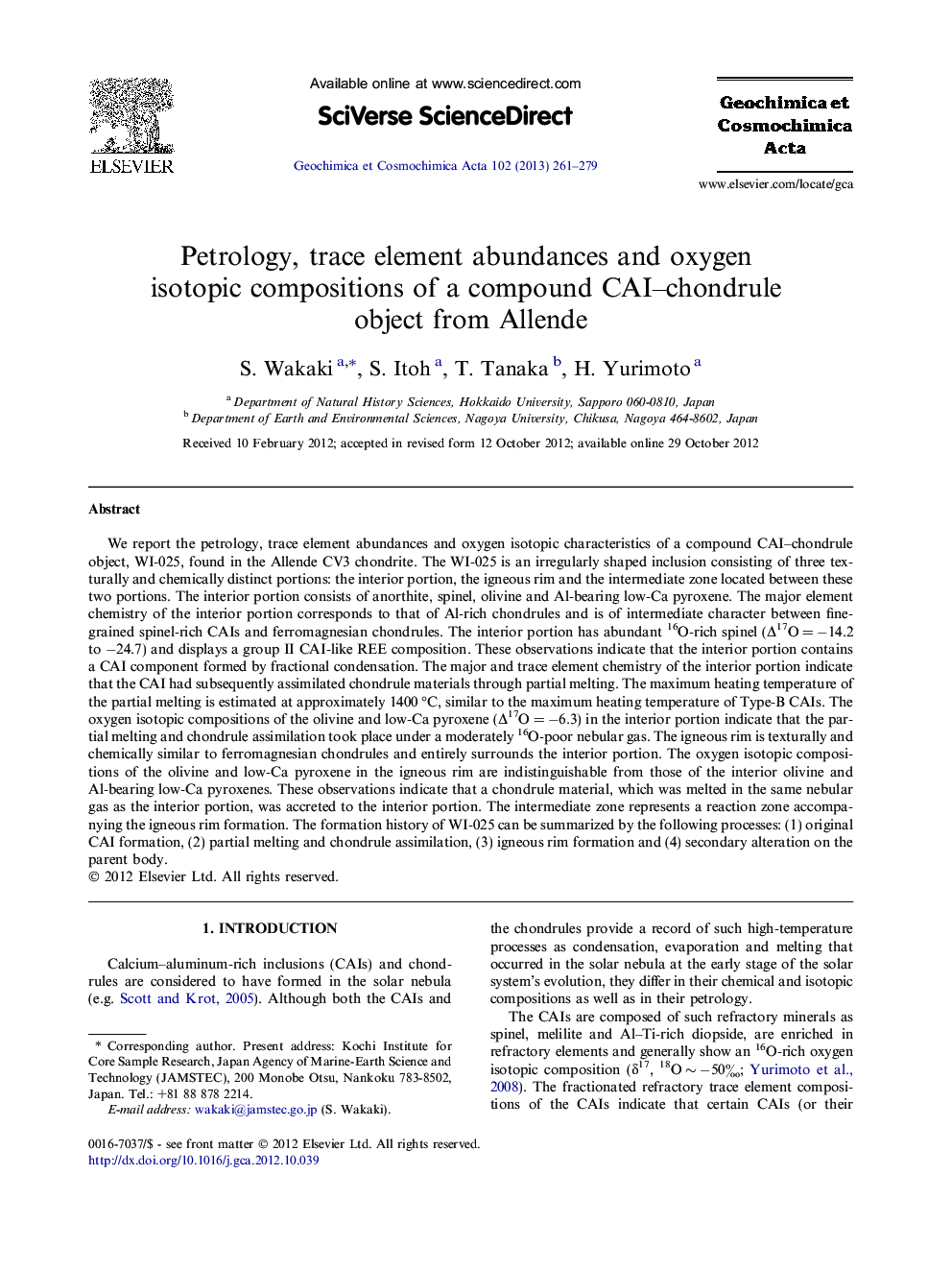 Petrology, trace element abundances and oxygen isotopic compositions of a compound CAI–chondrule object from Allende