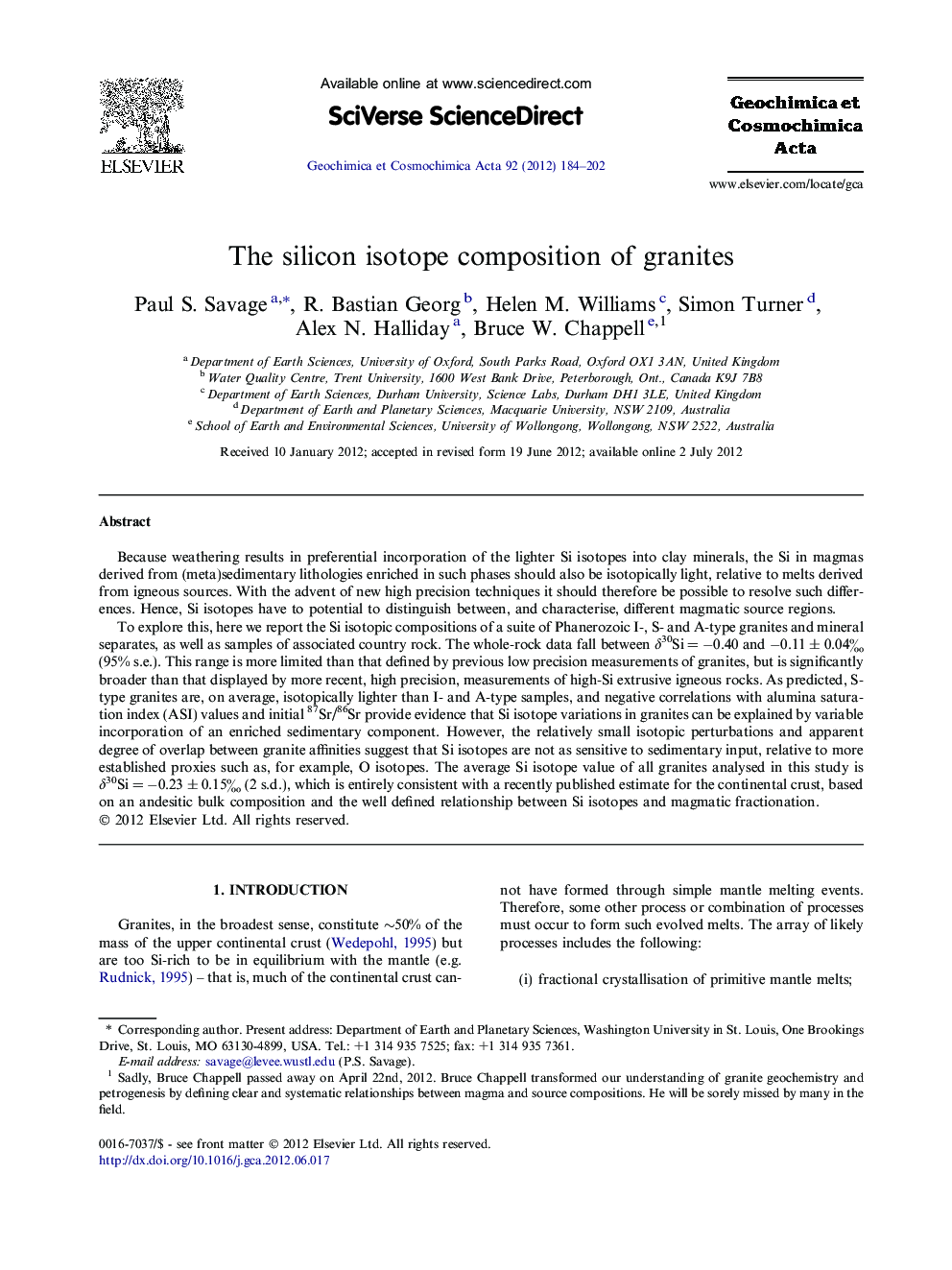 The silicon isotope composition of granites