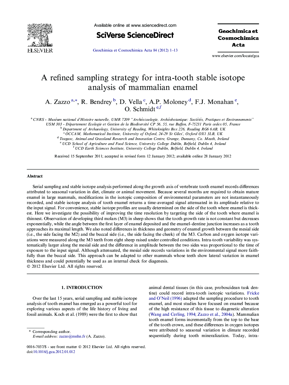 A refined sampling strategy for intra-tooth stable isotope analysis of mammalian enamel
