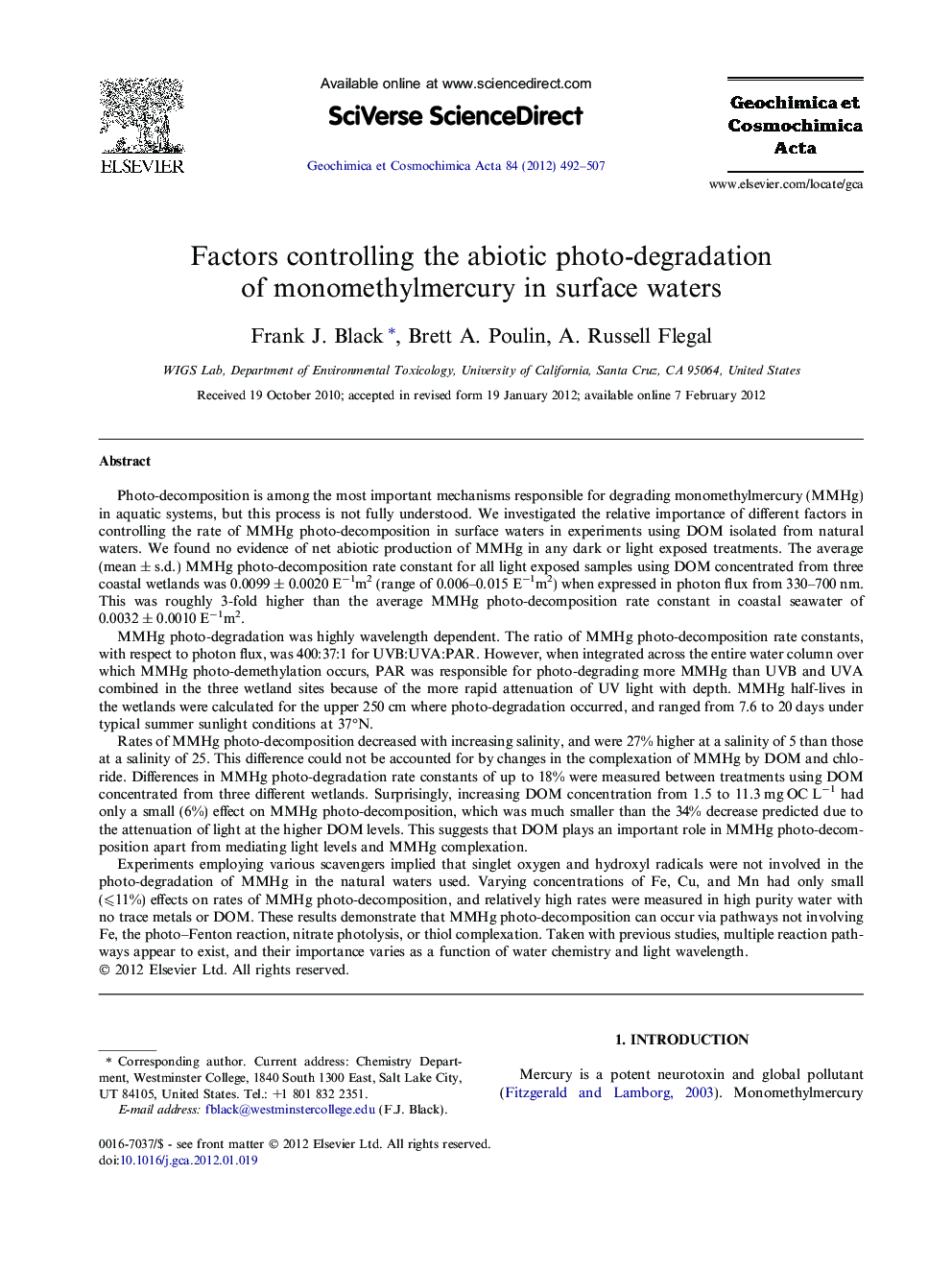 Factors controlling the abiotic photo-degradation of monomethylmercury in surface waters