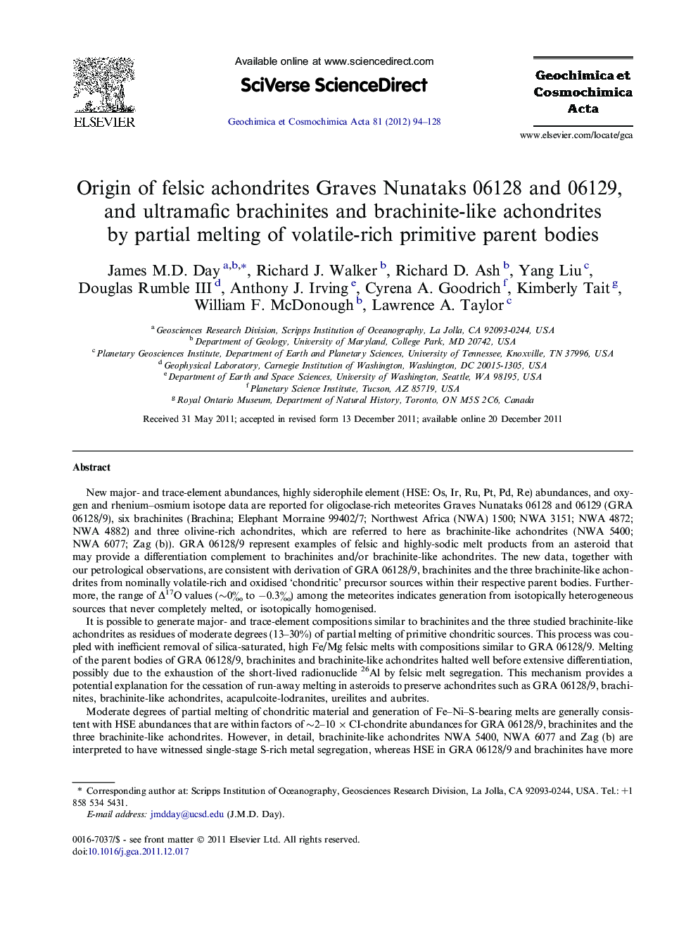 Origin of felsic achondrites Graves Nunataks 06128 and 06129, and ultramafic brachinites and brachinite-like achondrites by partial melting of volatile-rich primitive parent bodies