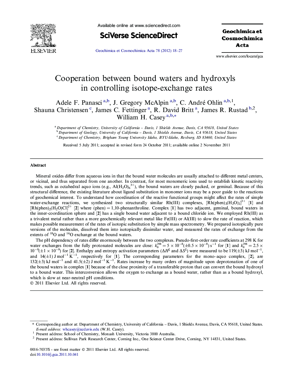 Cooperation between bound waters and hydroxyls in controlling isotope-exchange rates