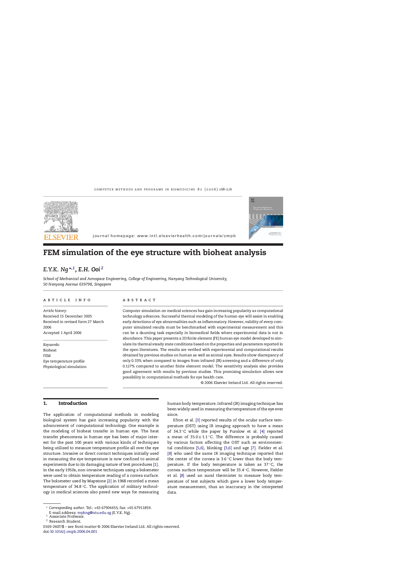 FEM simulation of the eye structure with bioheat analysis