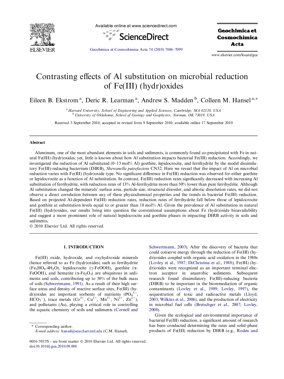 Contrasting effects of Al substitution on microbial reduction of Fe(III) (hydr)oxides