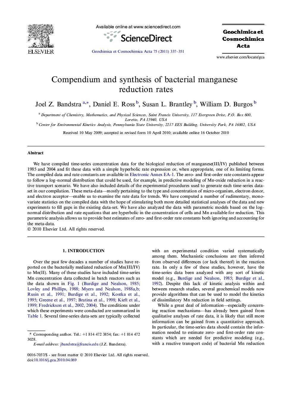 Compendium and synthesis of bacterial manganese reduction rates