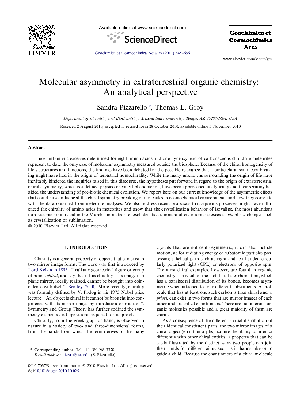Molecular asymmetry in extraterrestrial organic chemistry: An analytical perspective