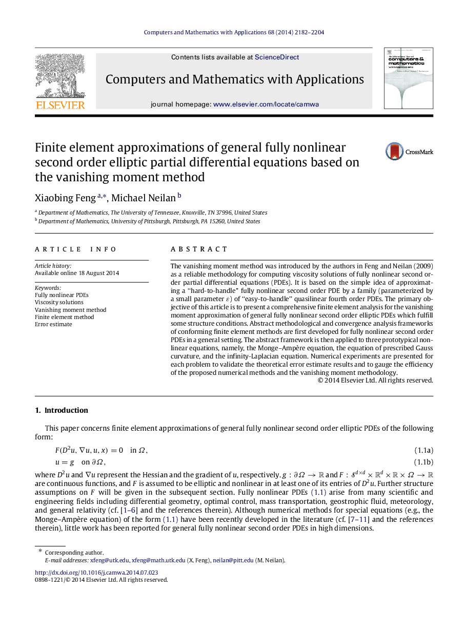 Finite element approximations of general fully nonlinear second order elliptic partial differential equations based on the vanishing moment method