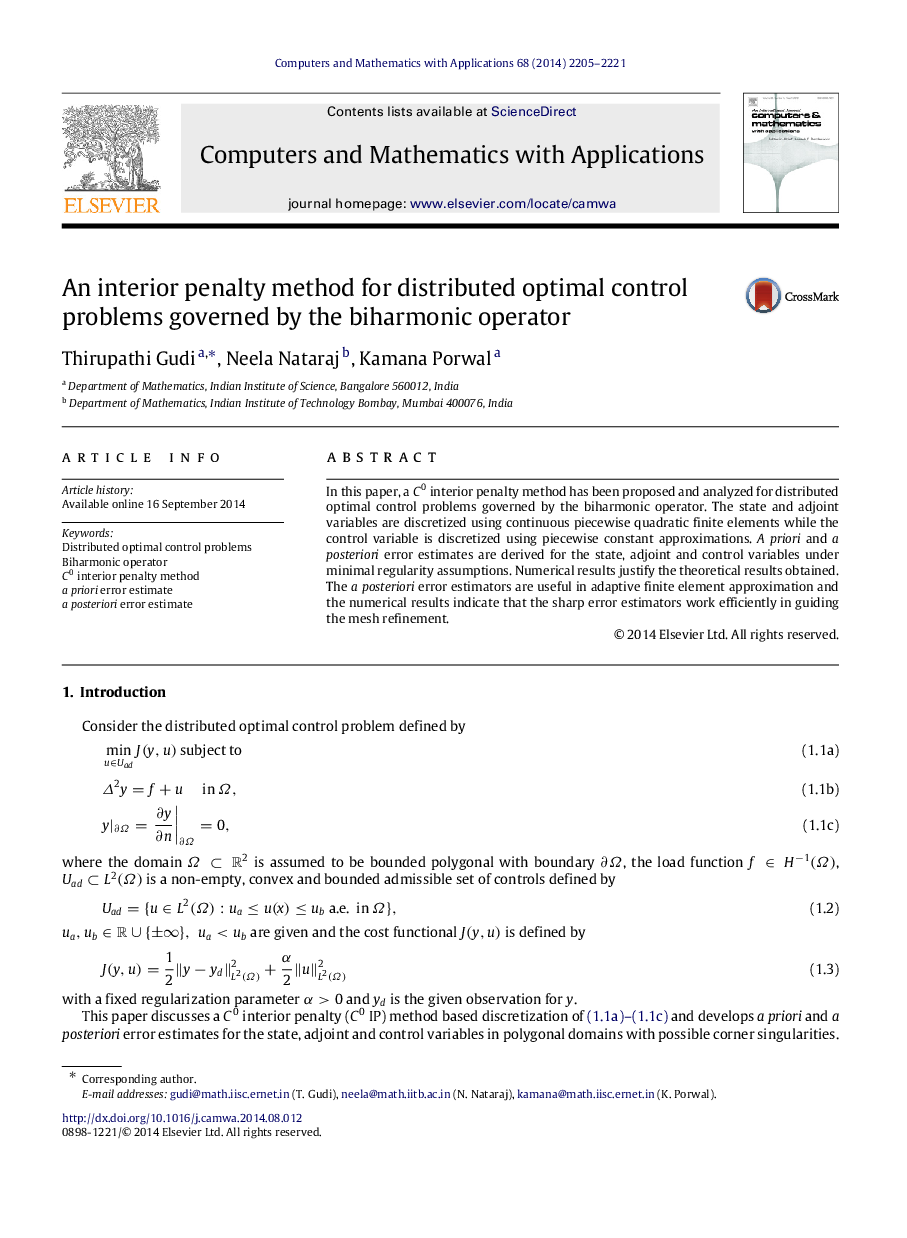 An interior penalty method for distributed optimal control problems governed by the biharmonic operator