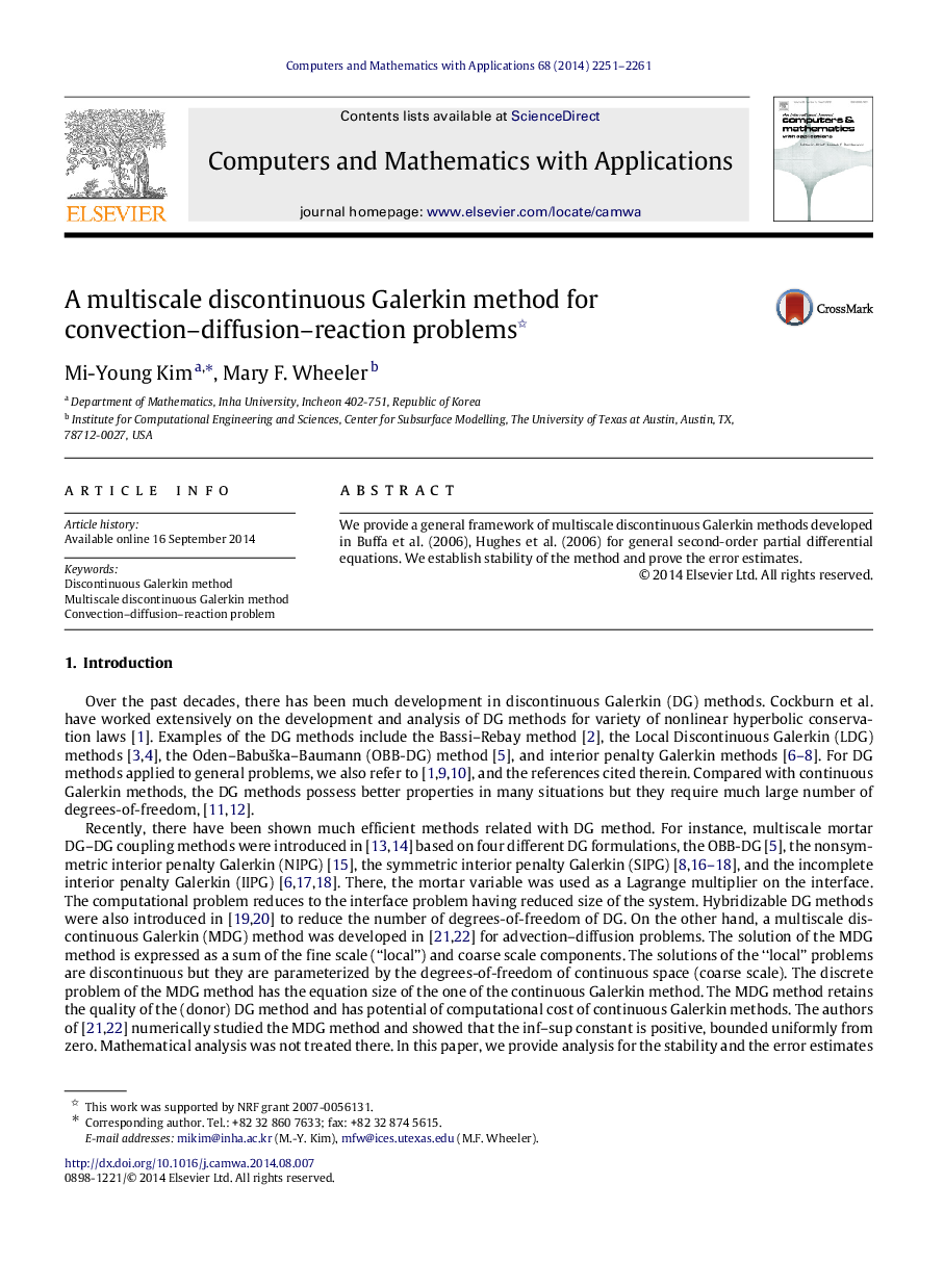 A multiscale discontinuous Galerkin method for convection–diffusion–reaction problems 