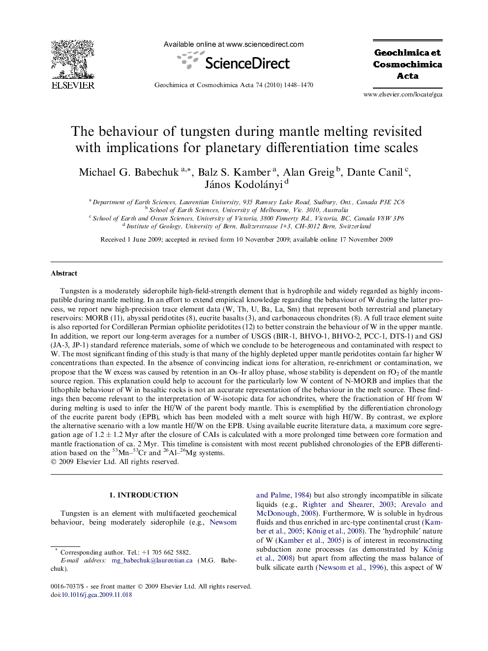 The behaviour of tungsten during mantle melting revisited with implications for planetary differentiation time scales