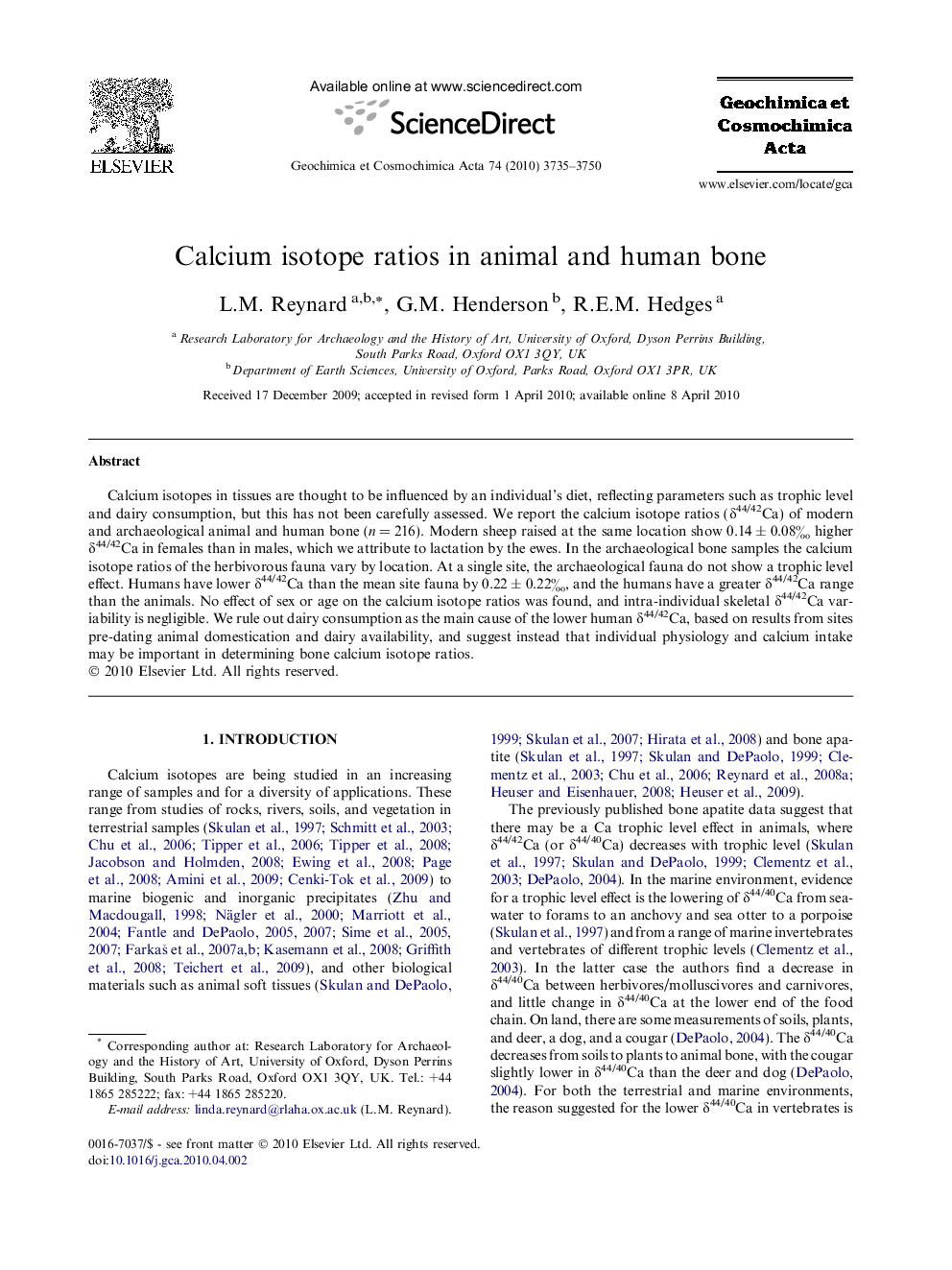 Calcium isotope ratios in animal and human bone