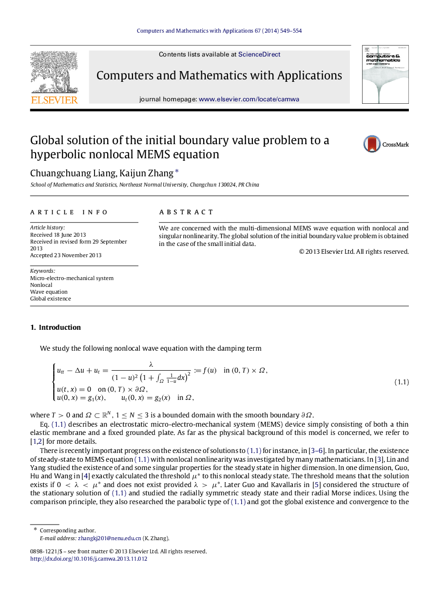 Global solution of the initial boundary value problem to a hyperbolic nonlocal MEMS equation