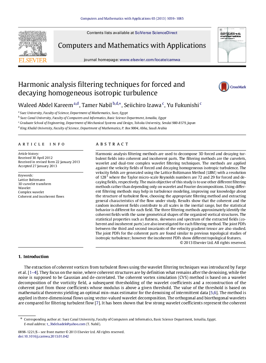 Harmonic analysis filtering techniques for forced and decaying homogeneous isotropic turbulence