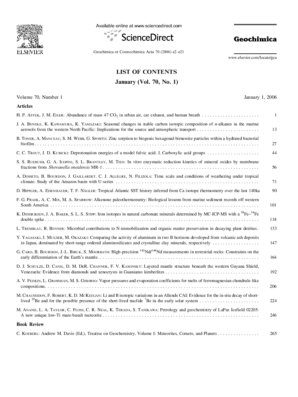 List of Contents 2007