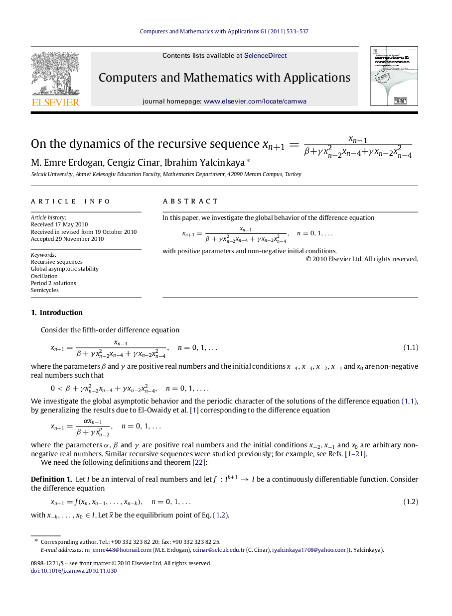 On the dynamics of the recursive sequence xn+1=xn−1β+γxn−22xn−4+γxn−2xn−42