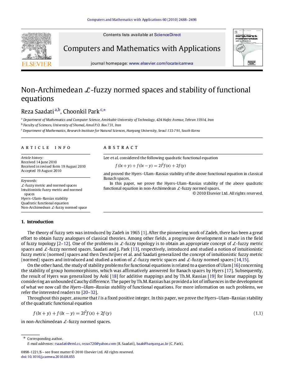 Non-Archimedean LL-fuzzy normed spaces and stability of functional equations