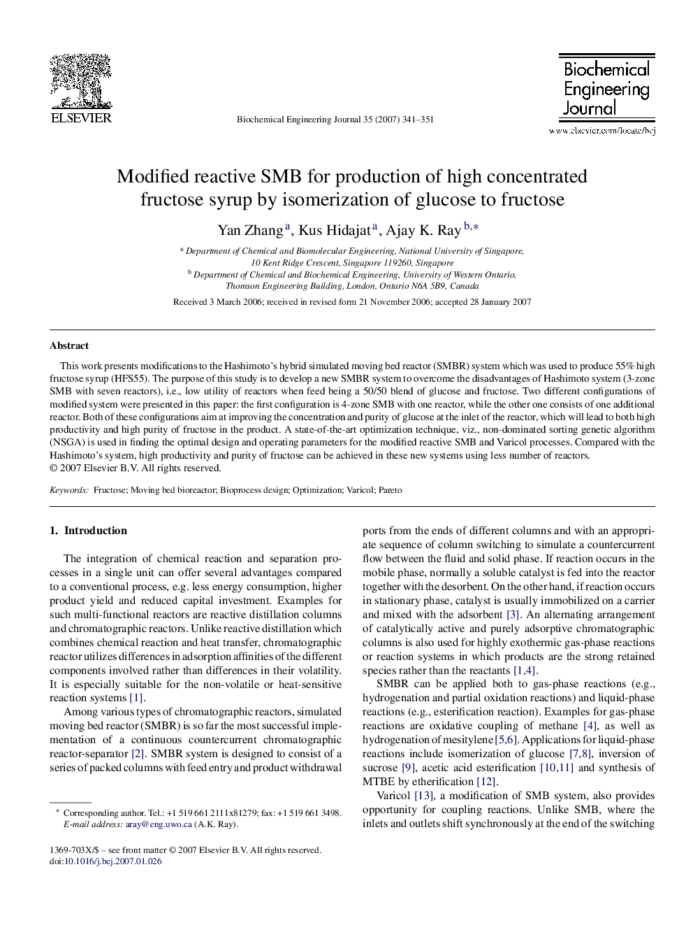 Modified reactive SMB for production of high concentrated fructose syrup by isomerization of glucose to fructose