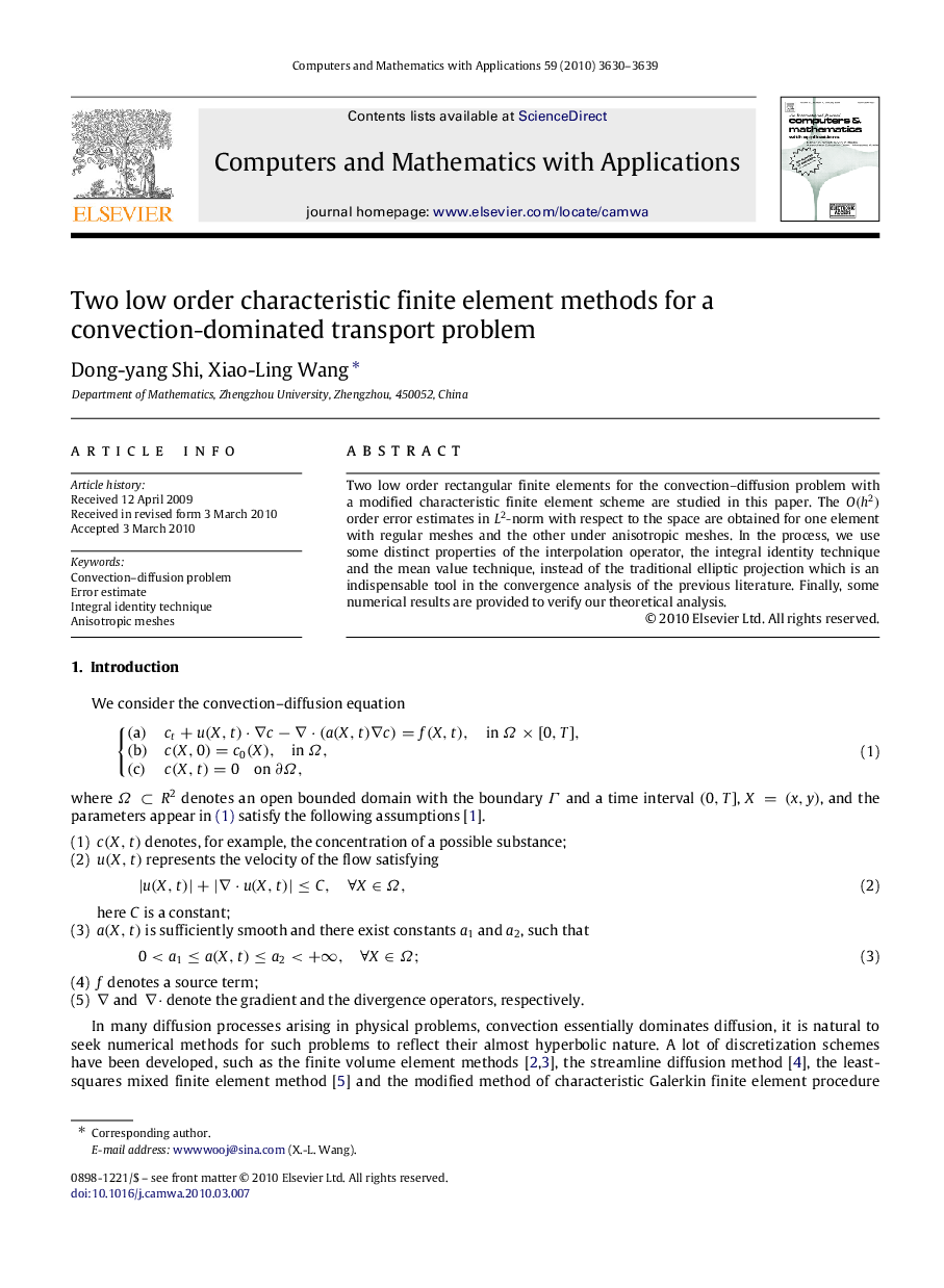 Two low order characteristic finite element methods for a convection-dominated transport problem