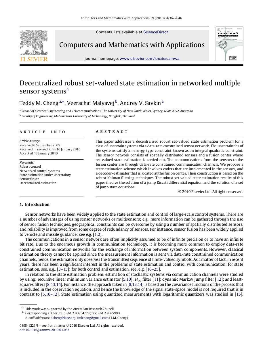 Decentralized robust set-valued state estimation in networked multiple sensor systems 