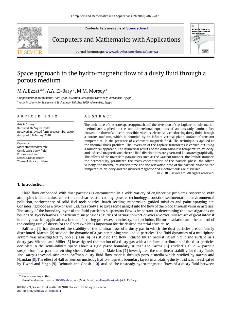 Space approach to the hydro-magnetic flow of a dusty fluid through a porous medium