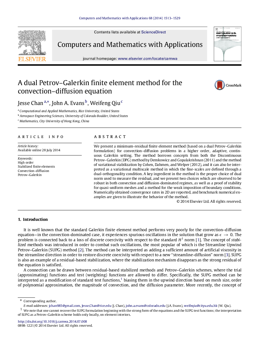یک روش عنصر محدود برای پراوا گالورکین دو معادله دیفرانسیل انتقال 