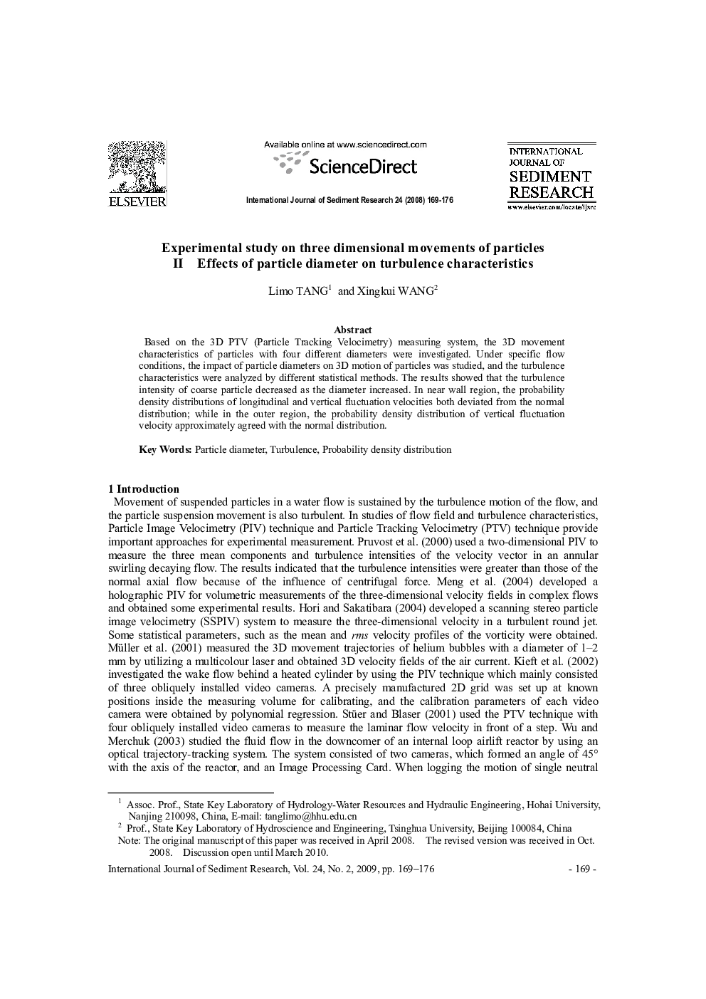 Experimental study on three dimensional movements of particles II Effects of particle diameter on turbulence characteristics 