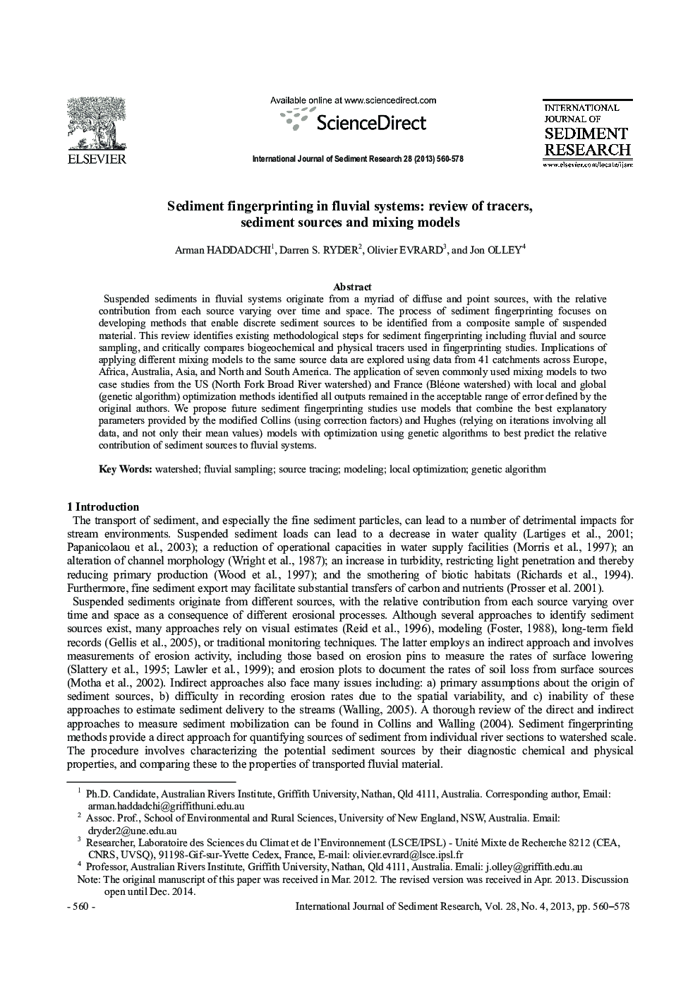 Sediment fingerprinting in fluvial systems: review of tracers, sediment sources and mixing models 