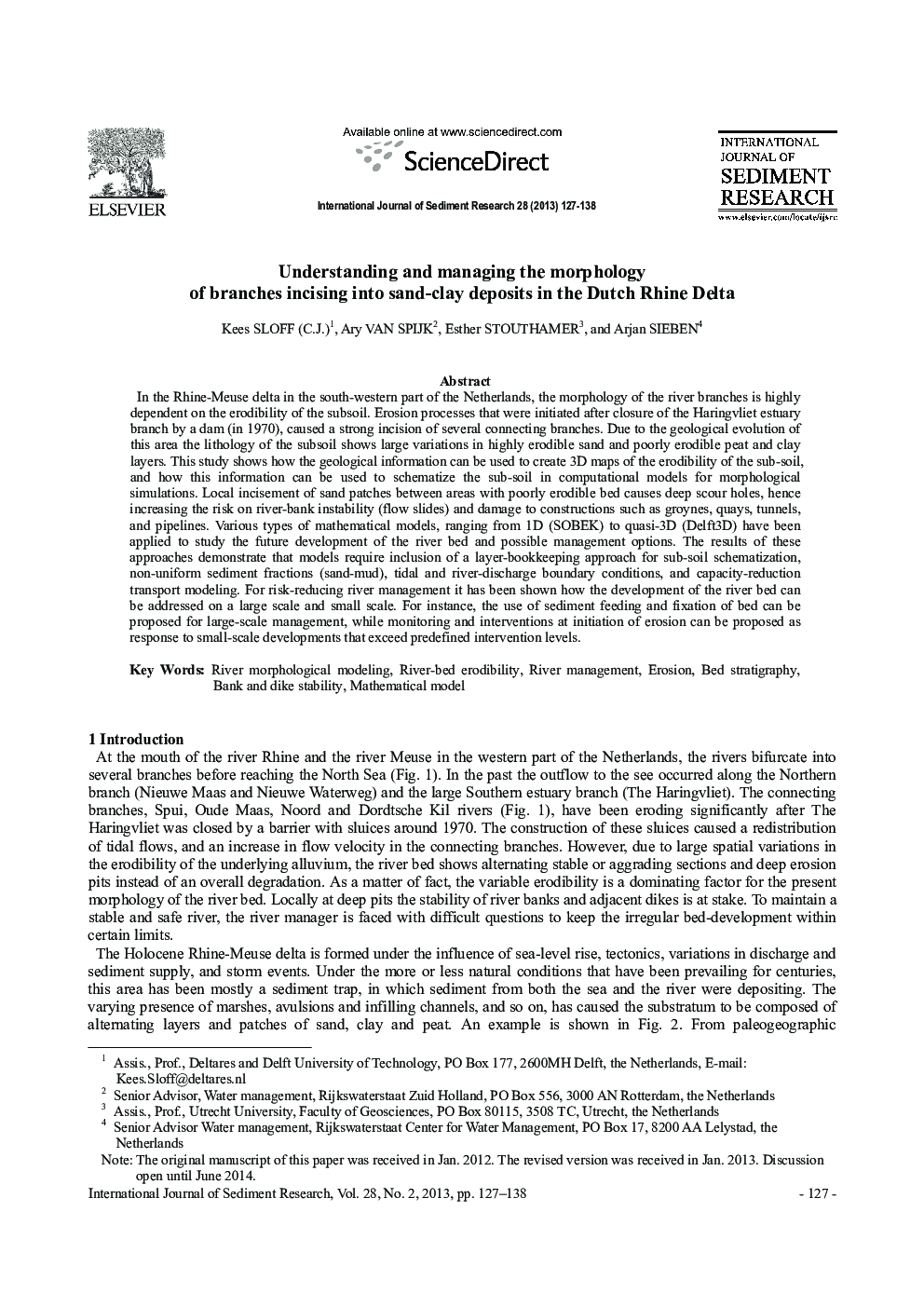 Understanding and managing the morphology of branches incising into sand-clay deposits in the Dutch Rhine Delta 
