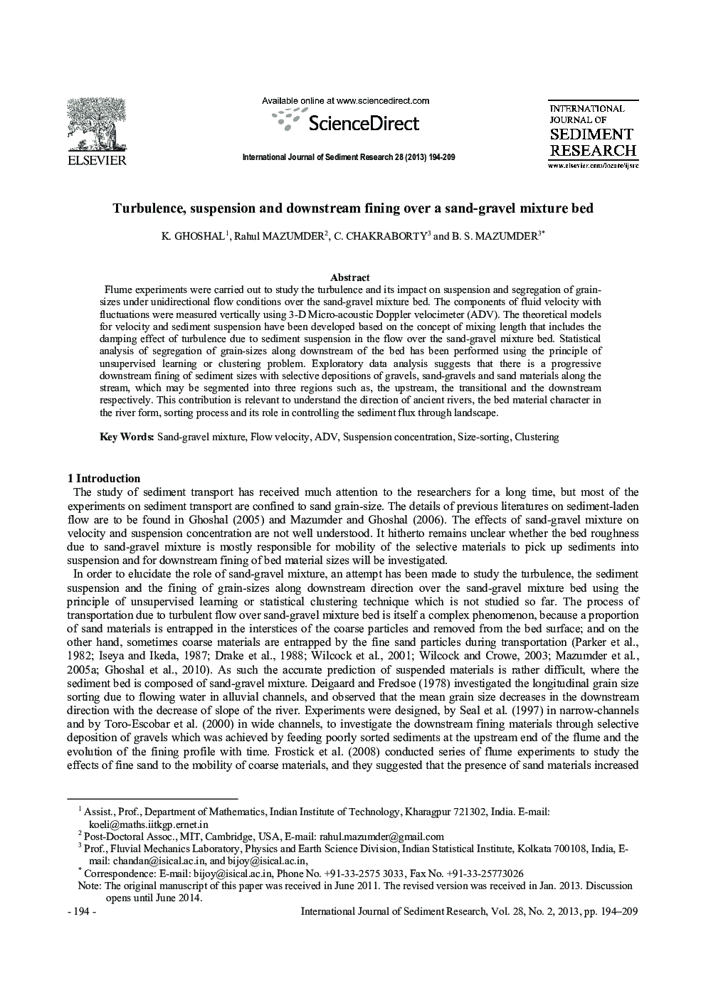 Turbulence, suspension and downstream fining over a sand-gravel mixture bed 