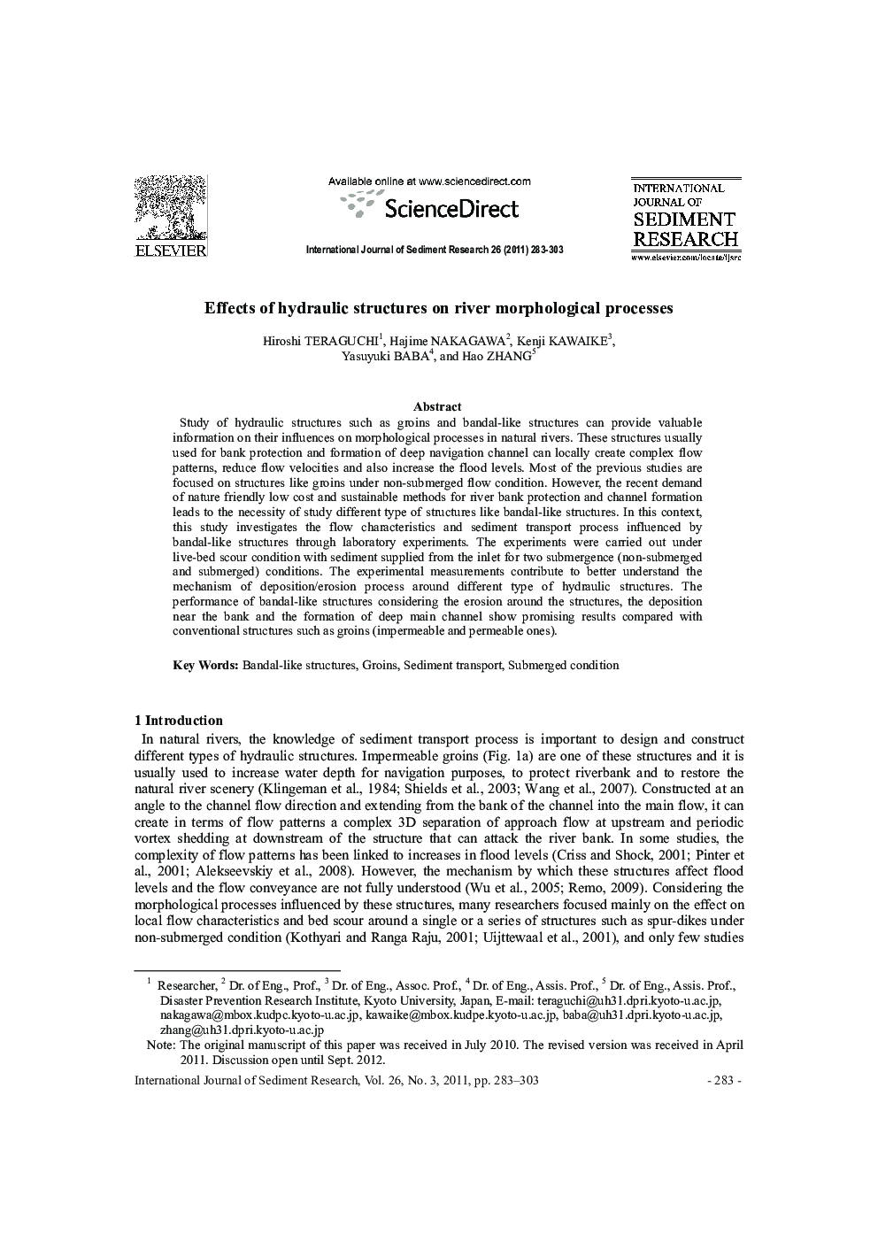 Effects of hydraulic structures on river morphological processes 