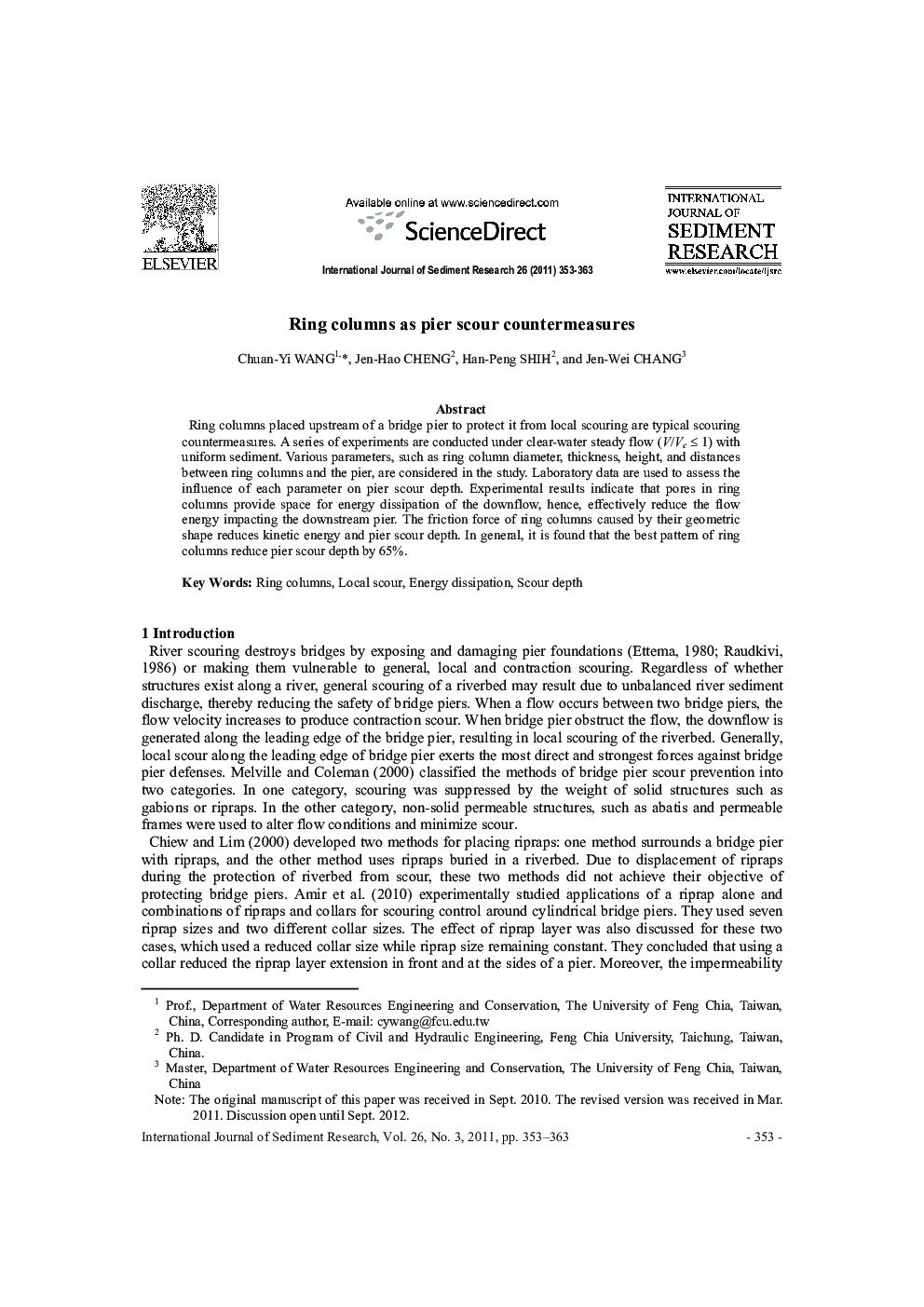 Ring columns as pier scour countermeasures 