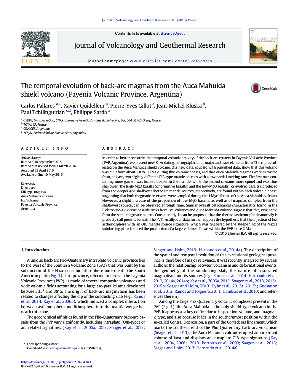 عکس صفحه اول مقاله: The temporal evolution of back-arc magmas from the Auca Mahuida shield volcano (Payenia Volcanic Province, Argentina) The temporal evolution of back-arc magmas from the Auca Mahuida shield volcano (Payenia Volcanic Province, Argentina)