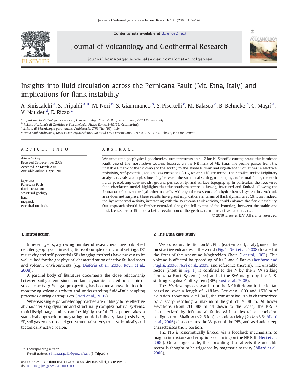 Insights into fluid circulation across the Pernicana Fault (Mt. Etna, Italy) and implications for flank instability