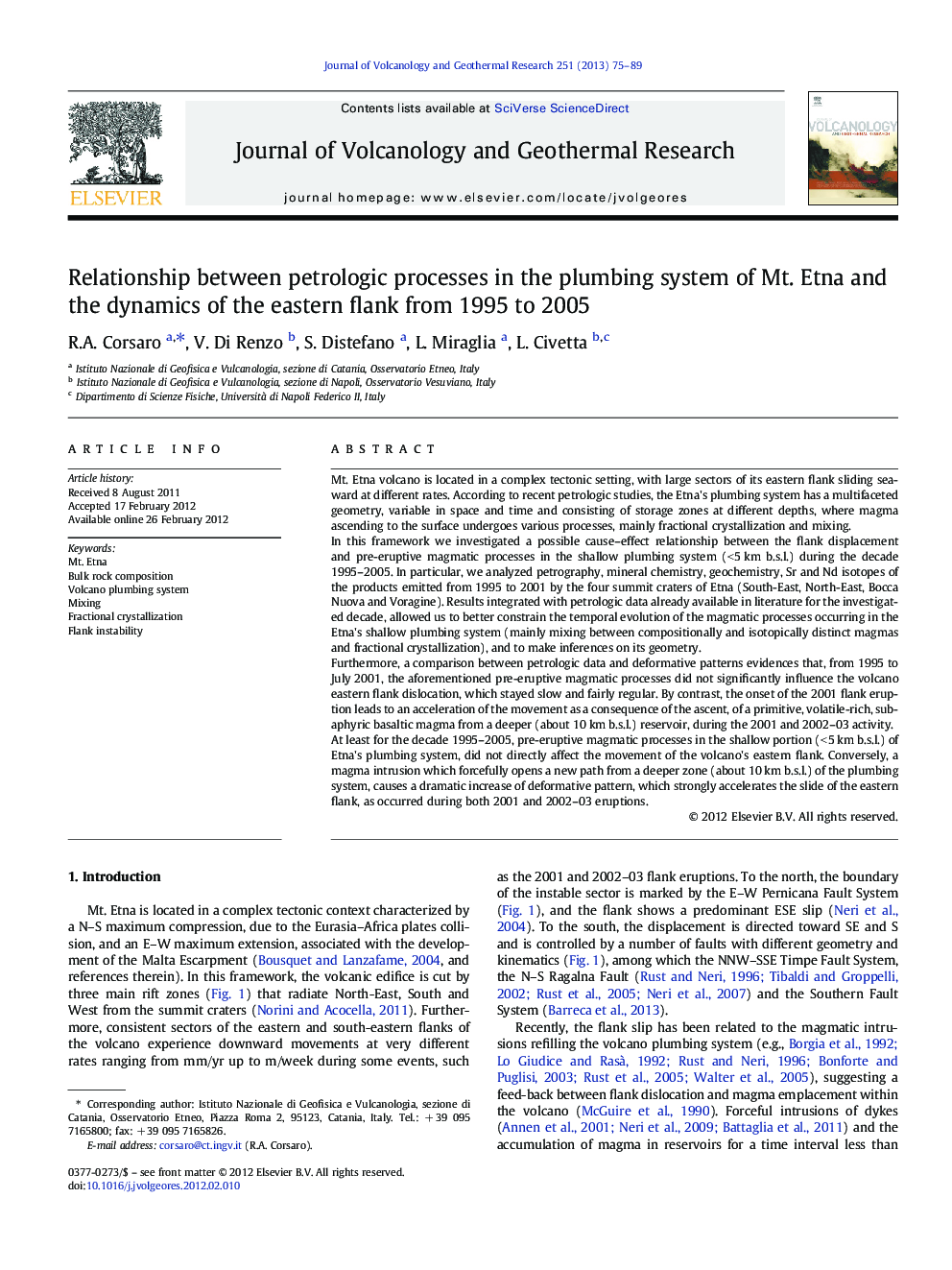 Relationship between petrologic processes in the plumbing system of Mt. Etna and the dynamics of the eastern flank from 1995 to 2005