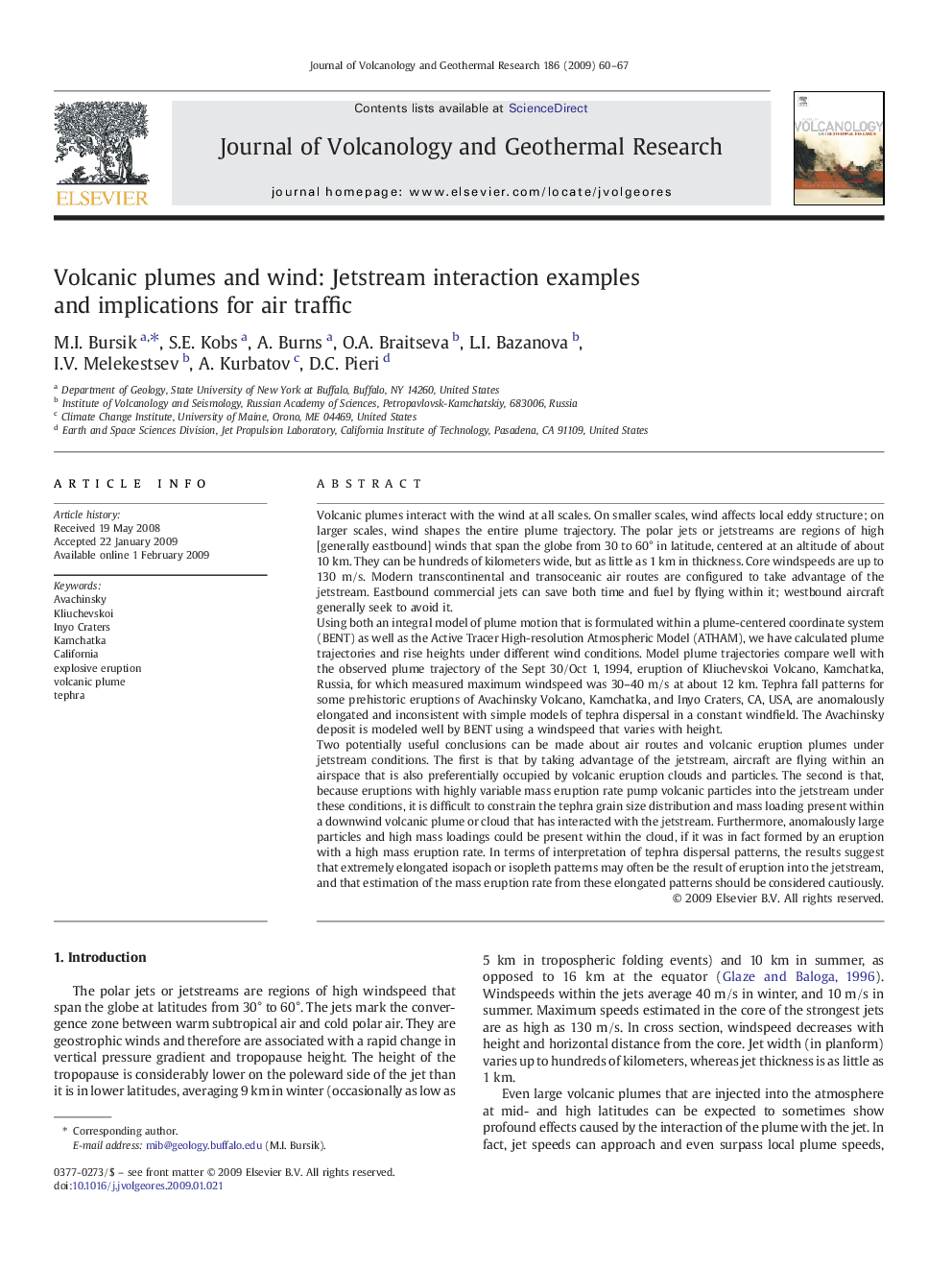 Volcanic plumes and wind: Jetstream interaction examples and implications for air traffic