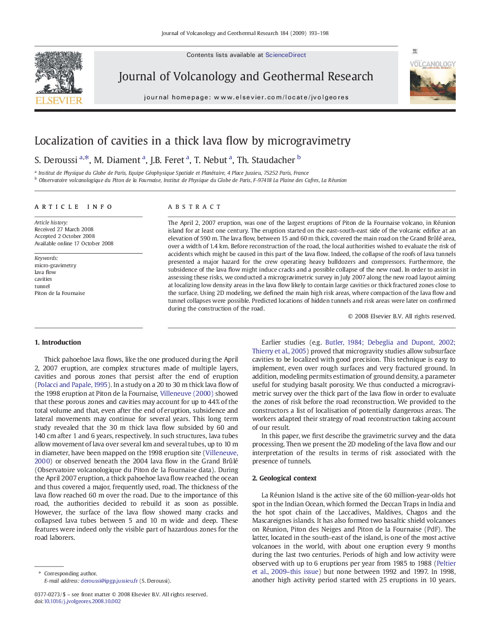 Localization of cavities in a thick lava flow by microgravimetry