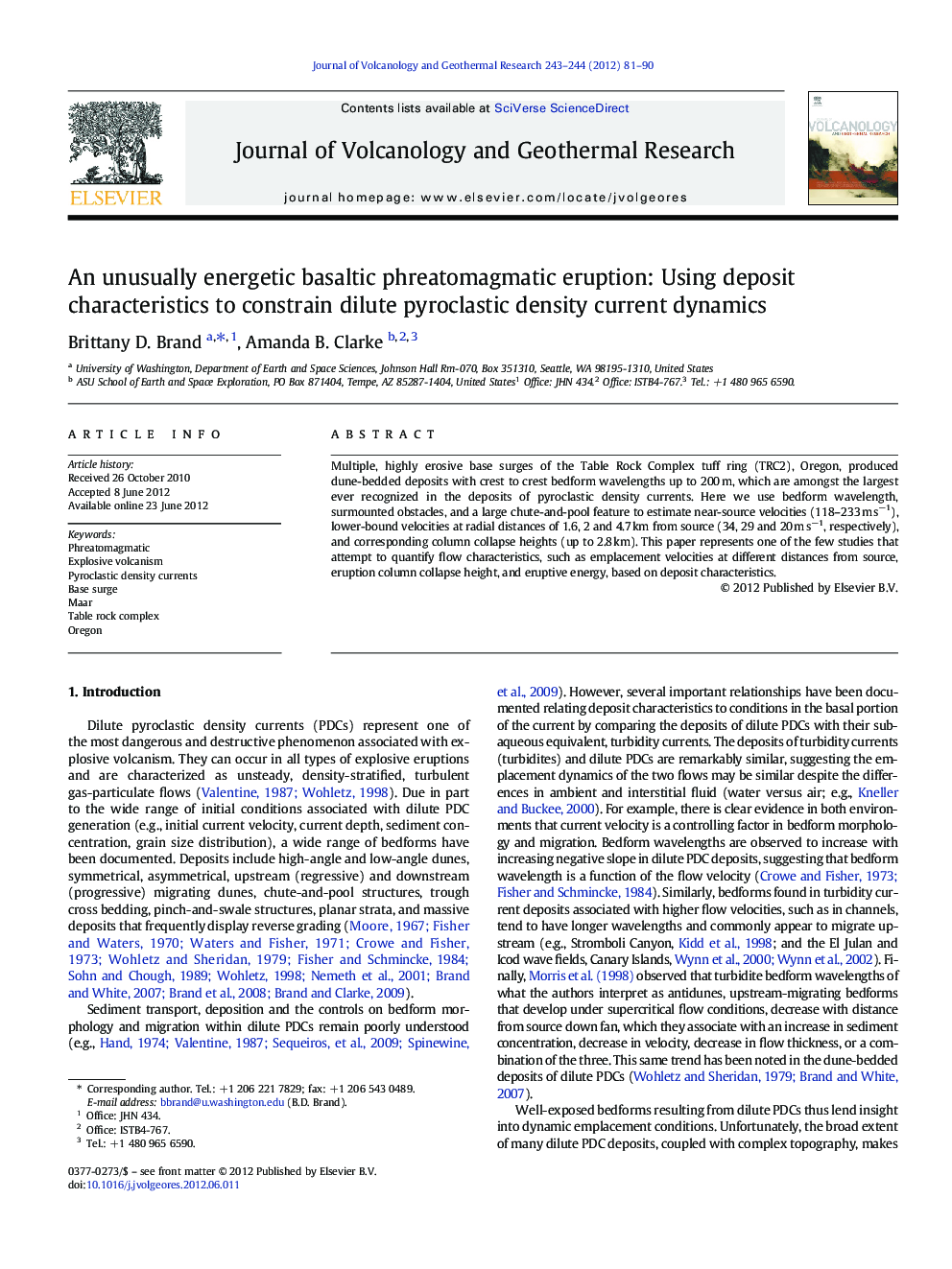 An unusually energetic basaltic phreatomagmatic eruption: Using deposit characteristics to constrain dilute pyroclastic density current dynamics