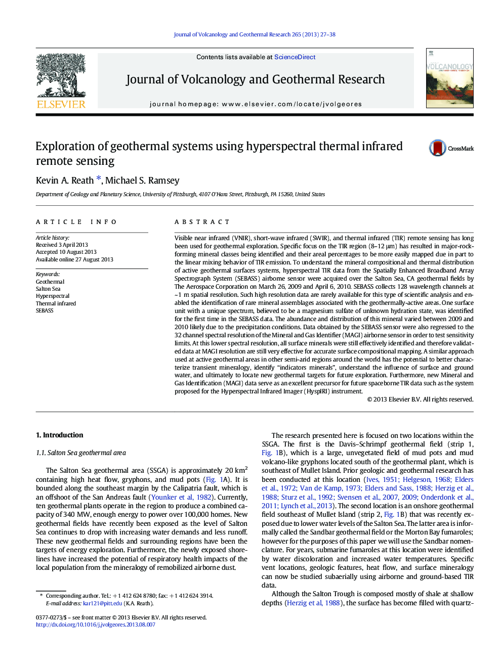 Exploration of geothermal systems using hyperspectral thermal infrared remote sensing