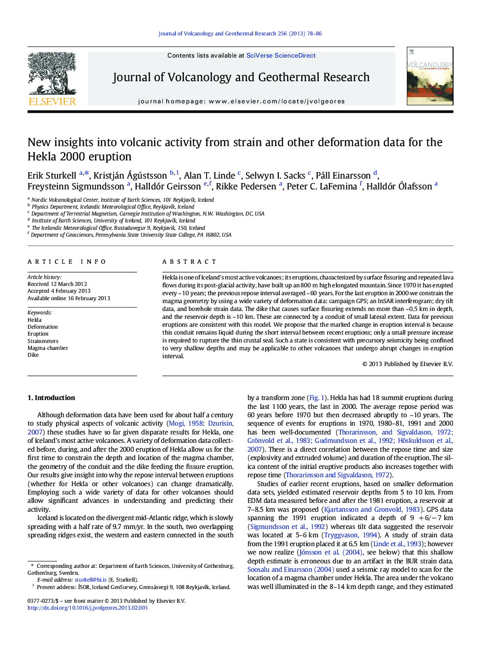 New insights into volcanic activity from strain and other deformation data for the Hekla 2000 eruption