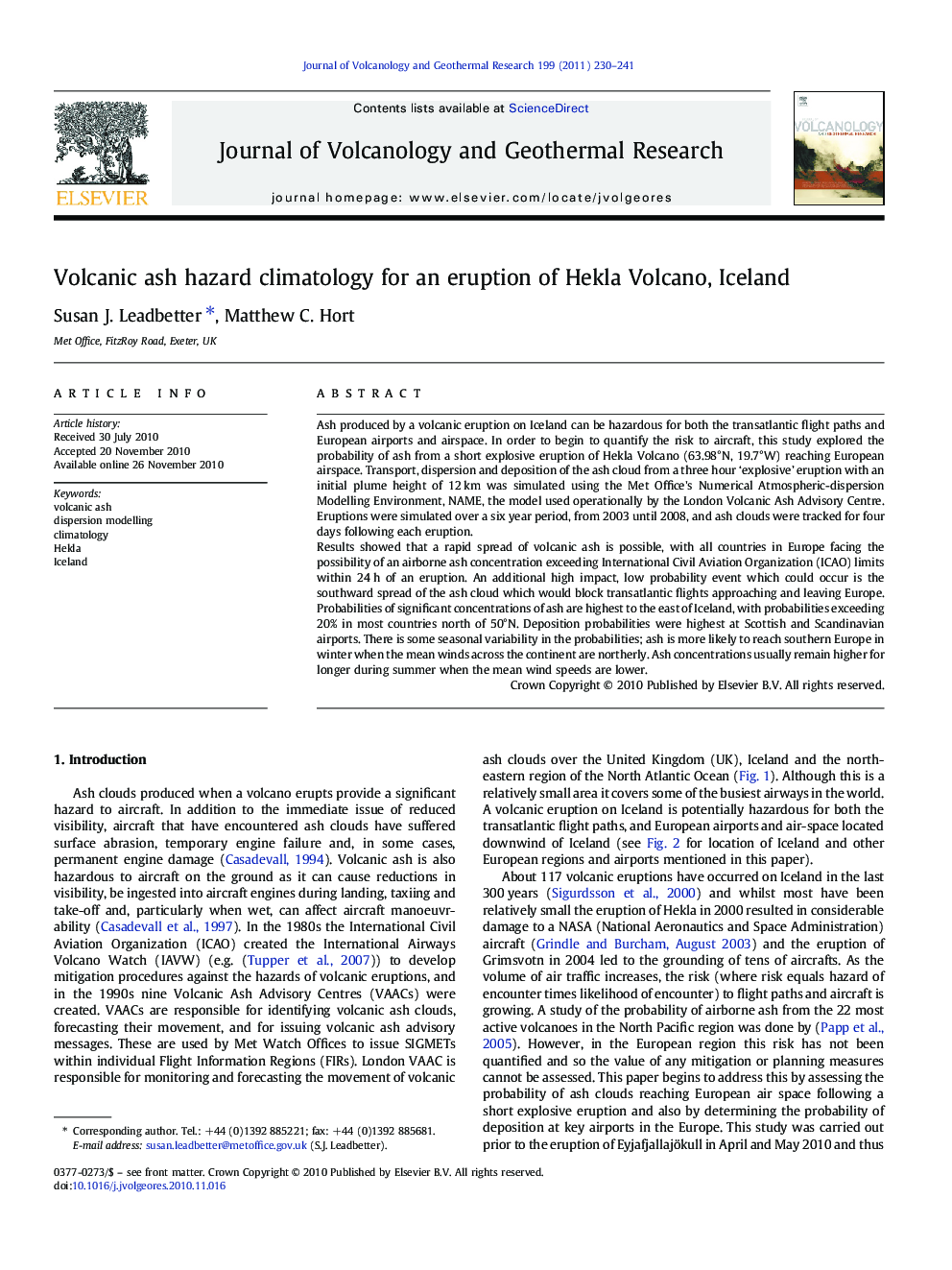 Volcanic ash hazard climatology for an eruption of Hekla Volcano, Iceland