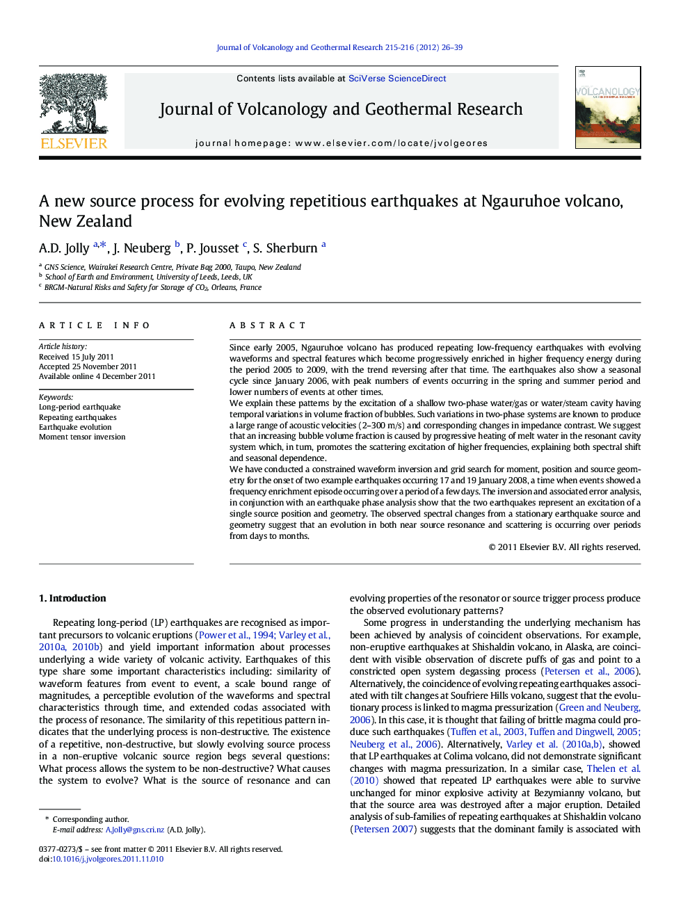 A new source process for evolving repetitious earthquakes at Ngauruhoe volcano, New Zealand