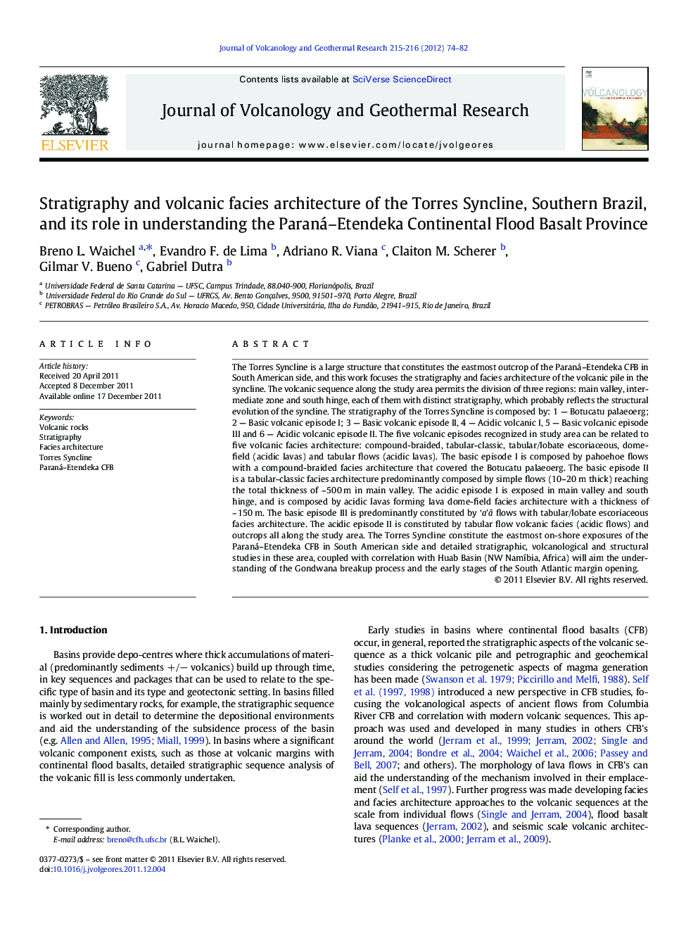 Stratigraphy and volcanic facies architecture of the Torres Syncline, Southern Brazil, and its role in understanding the Paraná–Etendeka Continental Flood Basalt Province